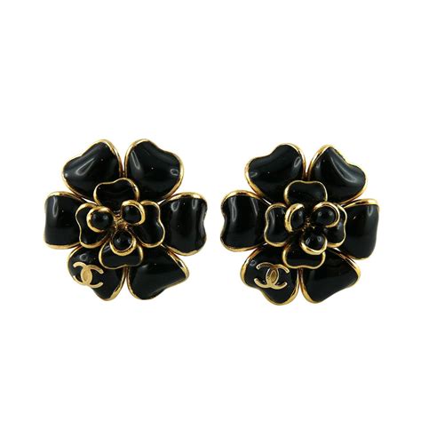 chanel camelia ring costume|chanel black camellia earrings.